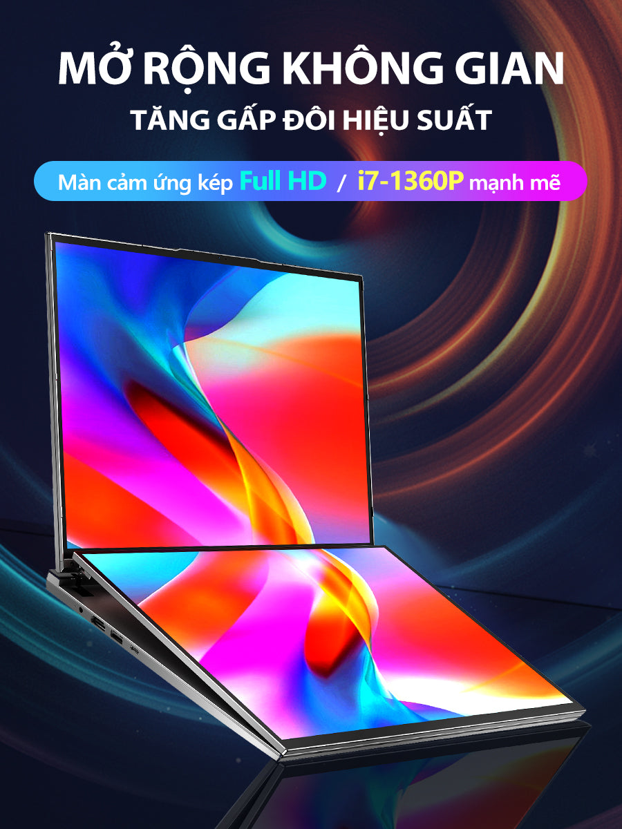 Laptop viamei 16 inch 2 màn hình cảm ứng DS16-PLUS, Intel Core i7-1360P, RAM DDR4, Win 11 Máy mới 100%, chính hãng