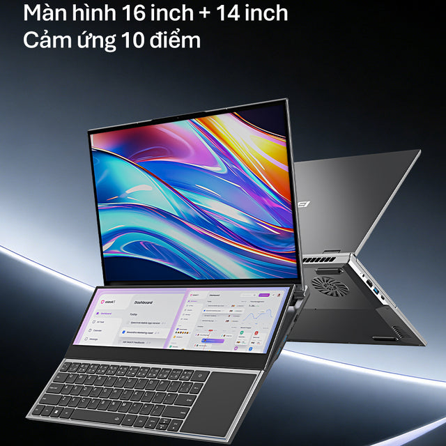Laptop 2 màn hình 16 & 14 inch cảm ứng Intel Core i7-9850H Windows 11 Pro dành cho doanh nhân Máy mới 100%, chính hãng