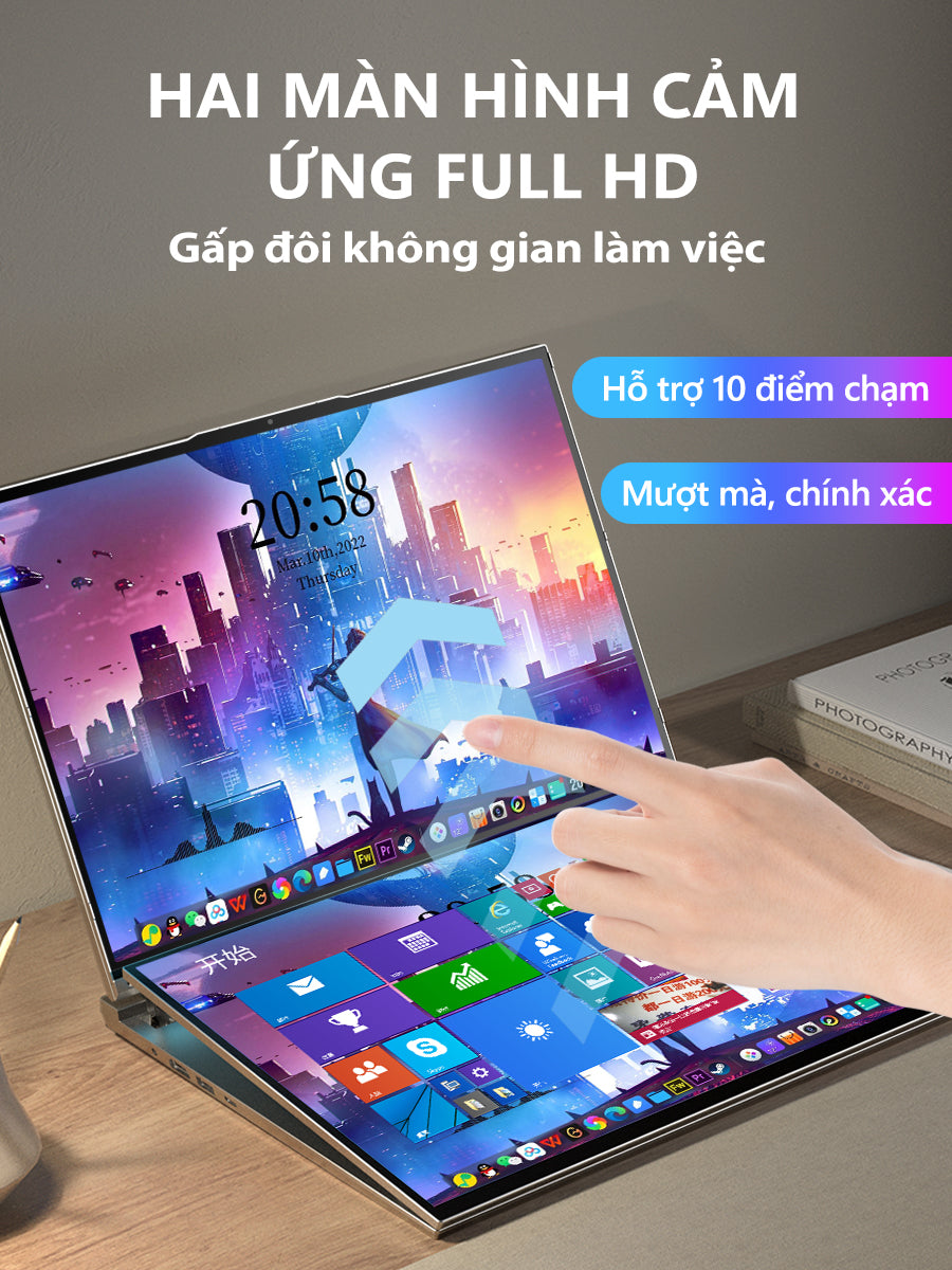 Laptop viamei 16 inch 2 màn hình cảm ứng DS16-PLUS, Intel Core i7-1360P, RAM DDR4, Win 11 Máy mới 100%, chính hãng