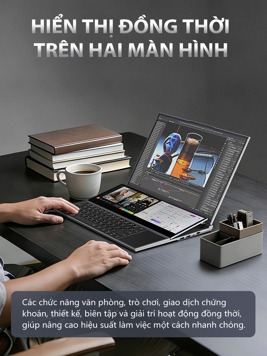 Laptop 2 màn hình 16 & 14 inch cảm ứng Intel Core i7-9850H Windows 11 Pro dành cho doanh nhân Máy mới 100%, chính hãng