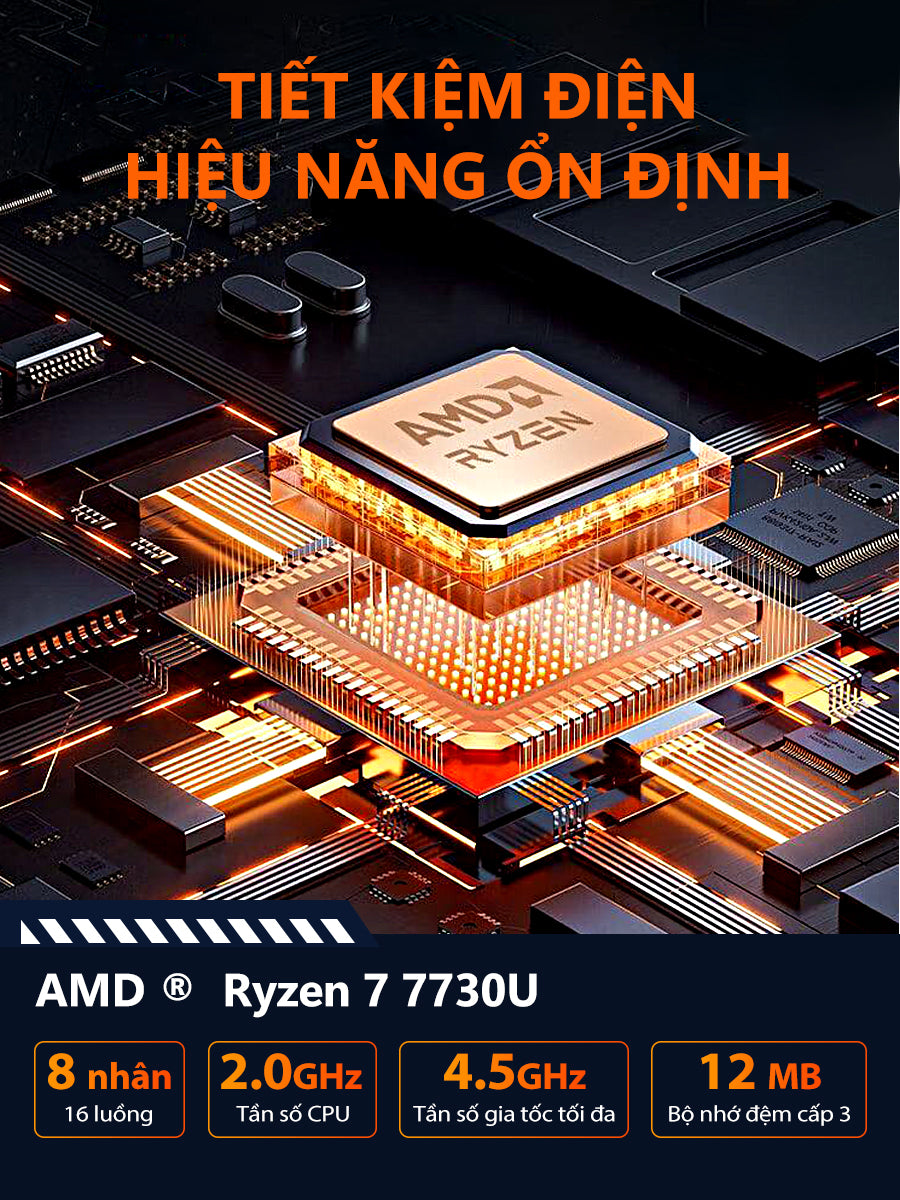 Laptop AOC giá rẻ 15.6 inch R7-7730U RAM 16GB, SSD 512GB mỏng nhẹ cho học tập, văn phòng - BH 1 năm