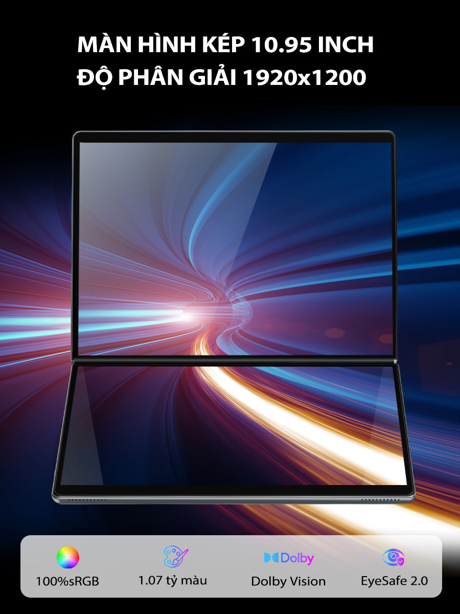 Laptop giá rẻ cảm ứng I3 - 1215U, 2 màn hình 10.95 inch Ram 16GB, SSD 512GB, gập 180 độ, Win 11 bản quyền