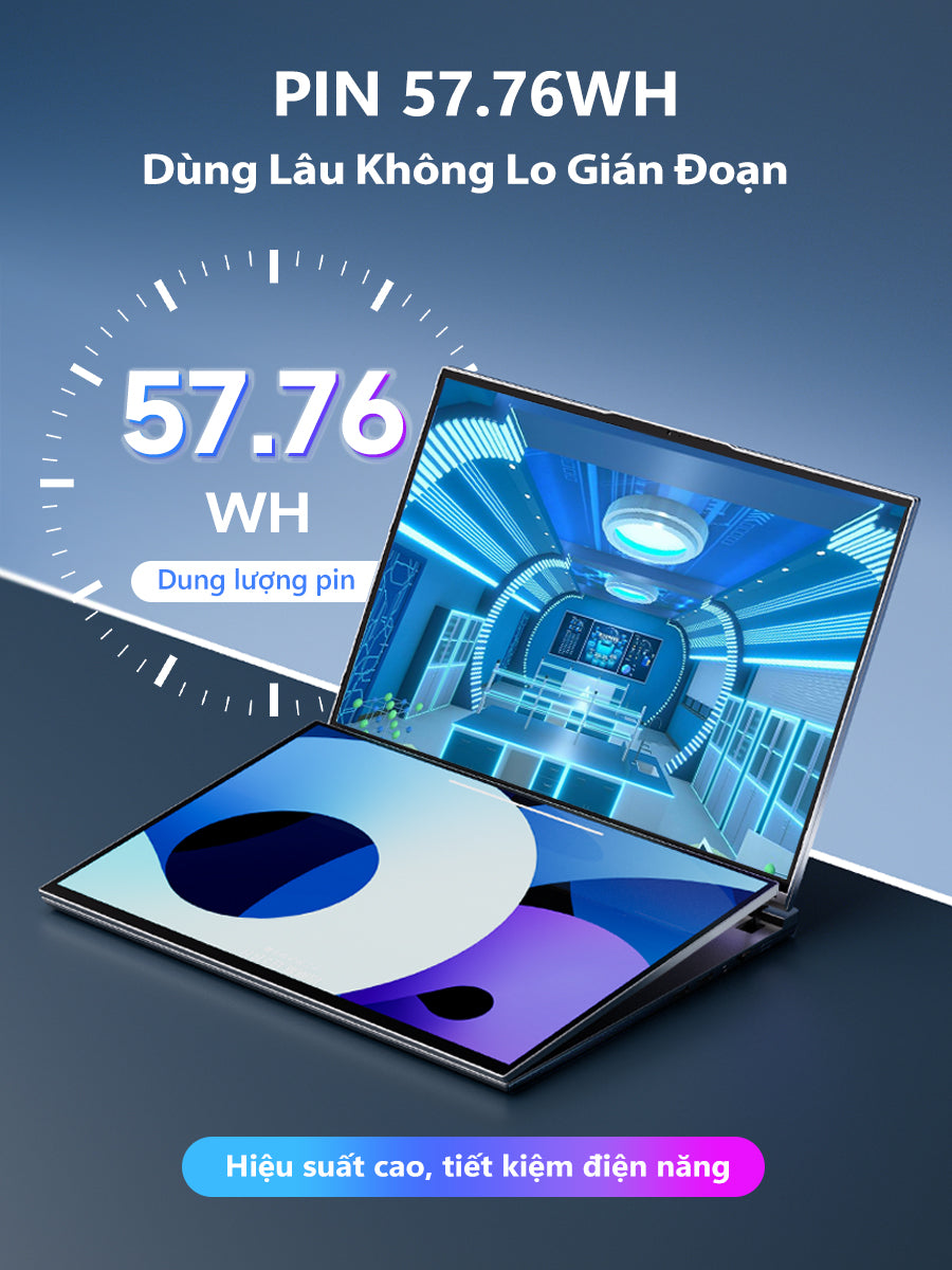 Laptop viamei 16 inch 2 màn hình cảm ứng DS16-PLUS, Intel Core i7-1360P, RAM DDR4, Win 11 Máy mới 100%, chính hãng