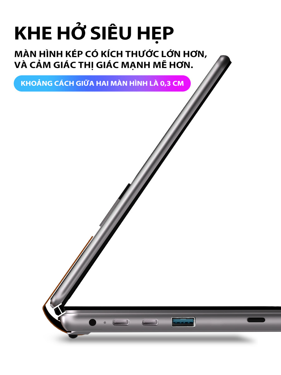 Laptop giá rẻ cảm ứng I3 - 1215U, 2 màn hình 10.95 inch Ram 16GB, SSD 512GB, gập 180 độ, Win 11 bản quyền