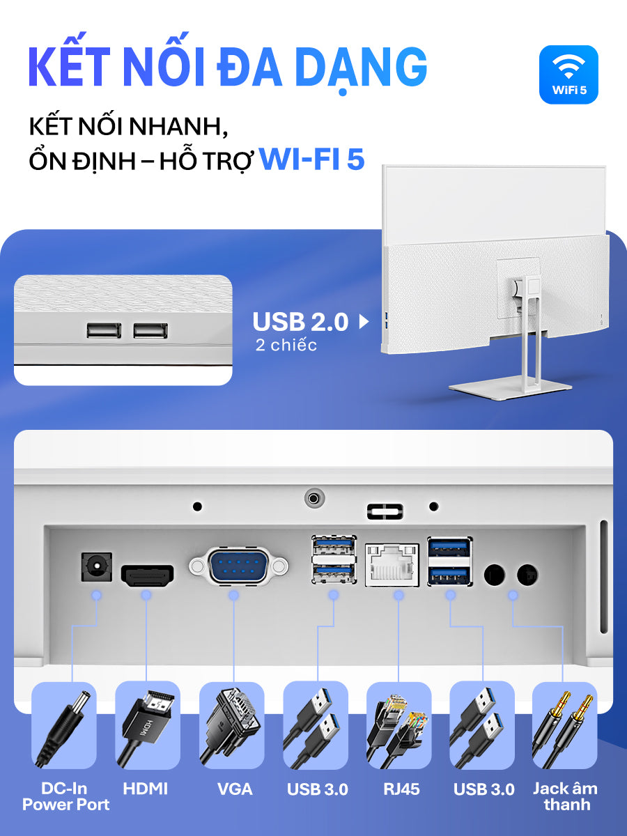 Máy tính All In One G33 I7- 8650U Ram 16GB SSD 512GB, Màn hình 27 inch - AOC bảo hành chính hãng 2 năm